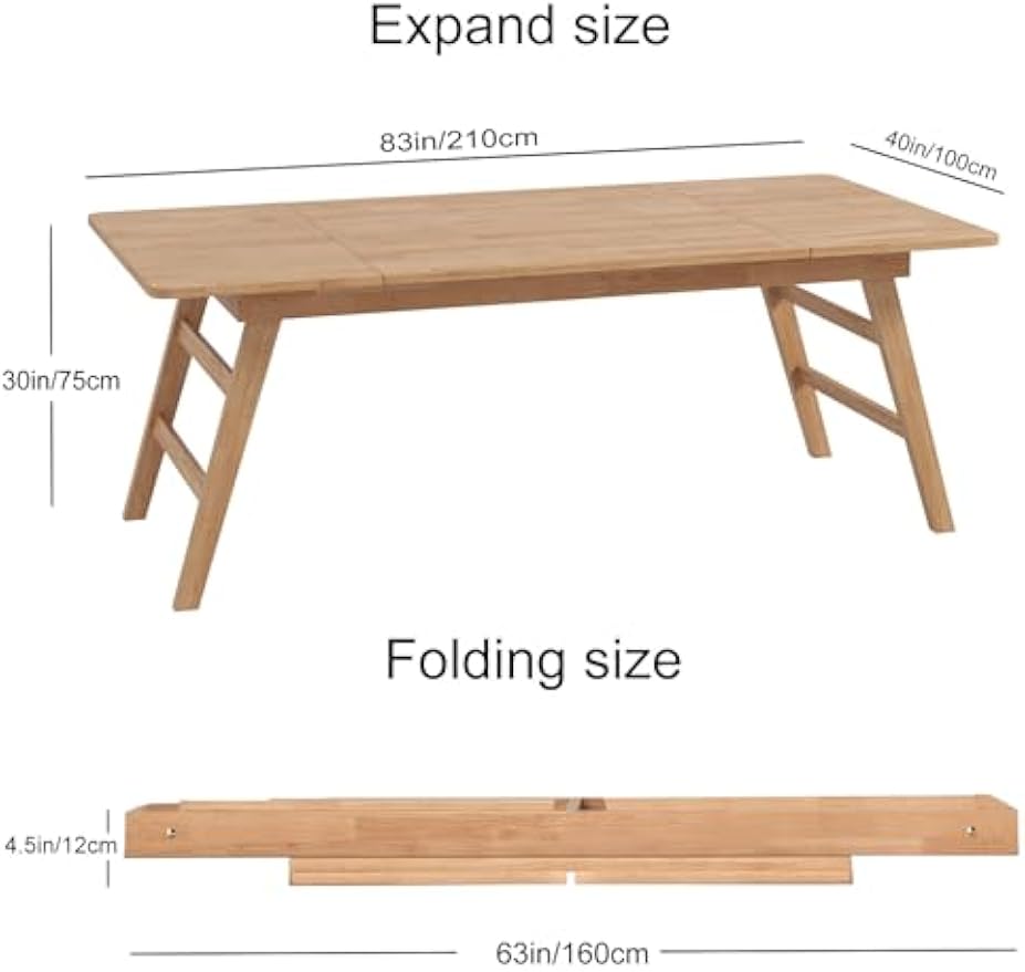 Solid Wood Folding Dining Table 83 X 39 Inches Outdoor Dining for Up to 8-10 People Serving Table Event Extension Table- Patio Furniture Solid Wood Kitchen Table