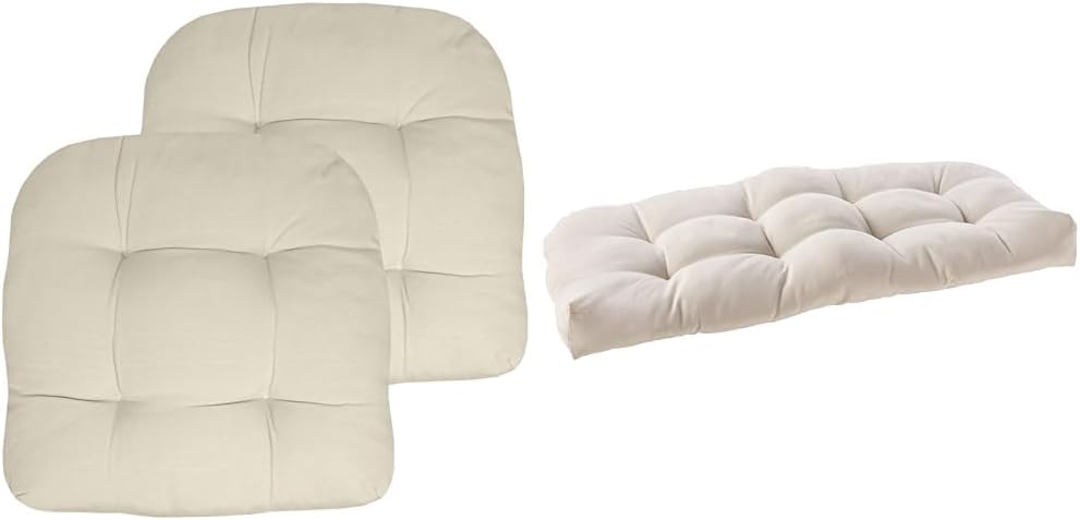 Sweet Home Collection Patio Cushions Outdoor Chair Pads Premium Comfortable Thick Fiber Fill Tufted 19" x 19" Seat Cover, 4 Count (Pack of 1), Havana Peacock/White