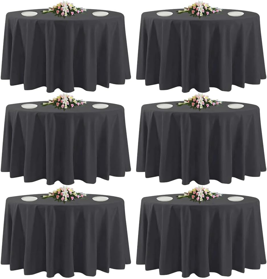 10 Pack White Round Tablecloths, 120 Inch Stain Resistant and Wrinkle Polyester Fabric Washable Table Clothes Cover for Kitchen Dining, Wedding, Reception Banquet, Birthday Party, Buffet Restaurant