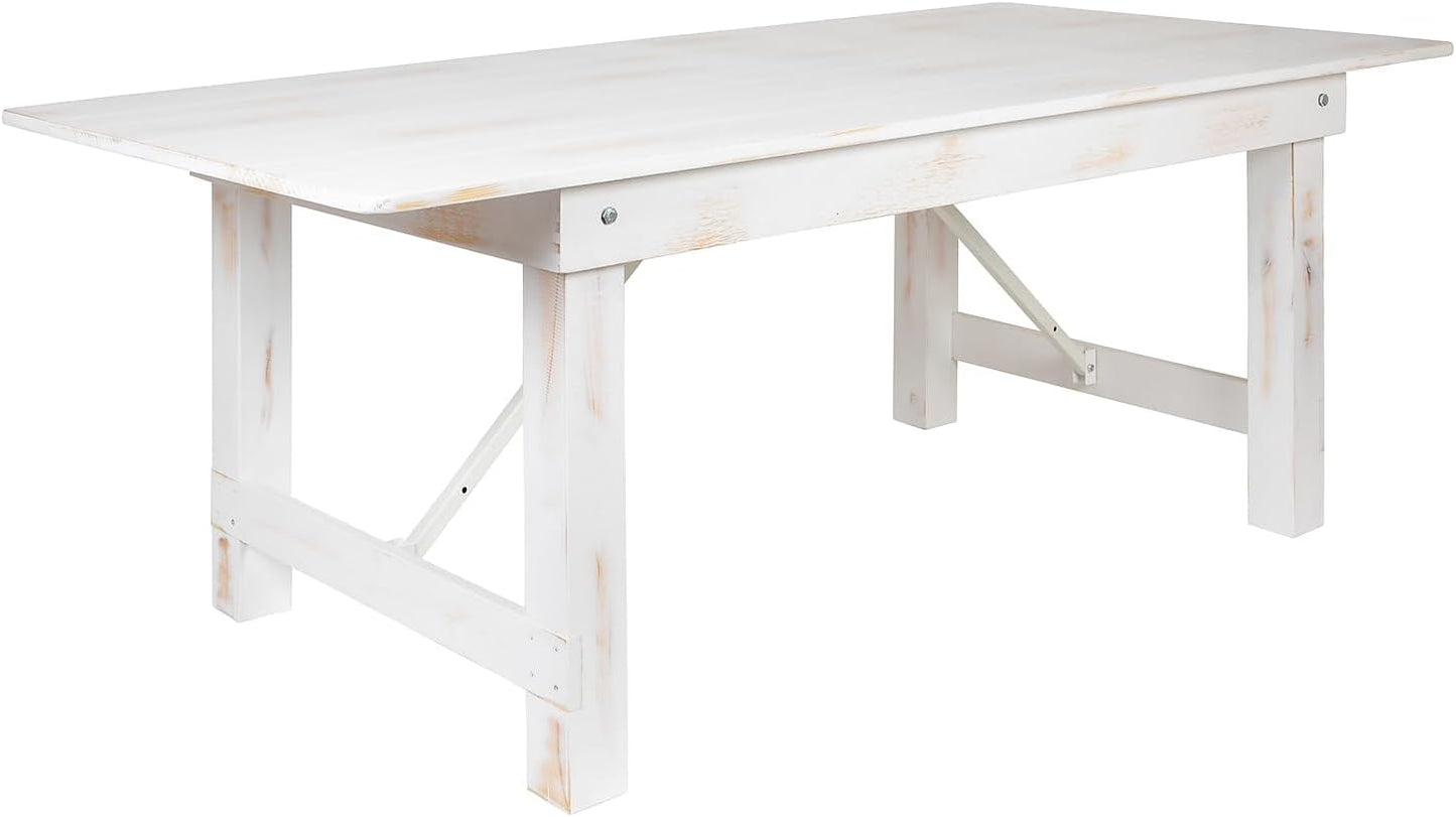 Flash Furniture Hercules Series 7' x 40" Rustic Solid Pine Folding Dining Table, Rectangular Antique Farmhouse Dining and Event Extension Table