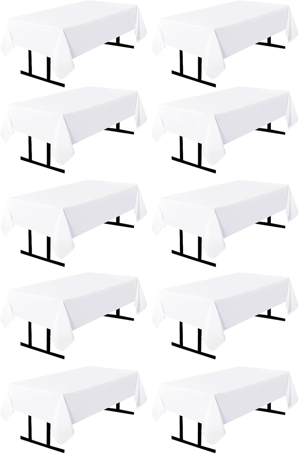 10 Pack White Round Tablecloths, 120 Inch Stain Resistant and Wrinkle Polyester Fabric Washable Table Clothes Cover for Kitchen Dining, Wedding, Reception Banquet, Birthday Party, Buffet Restaurant