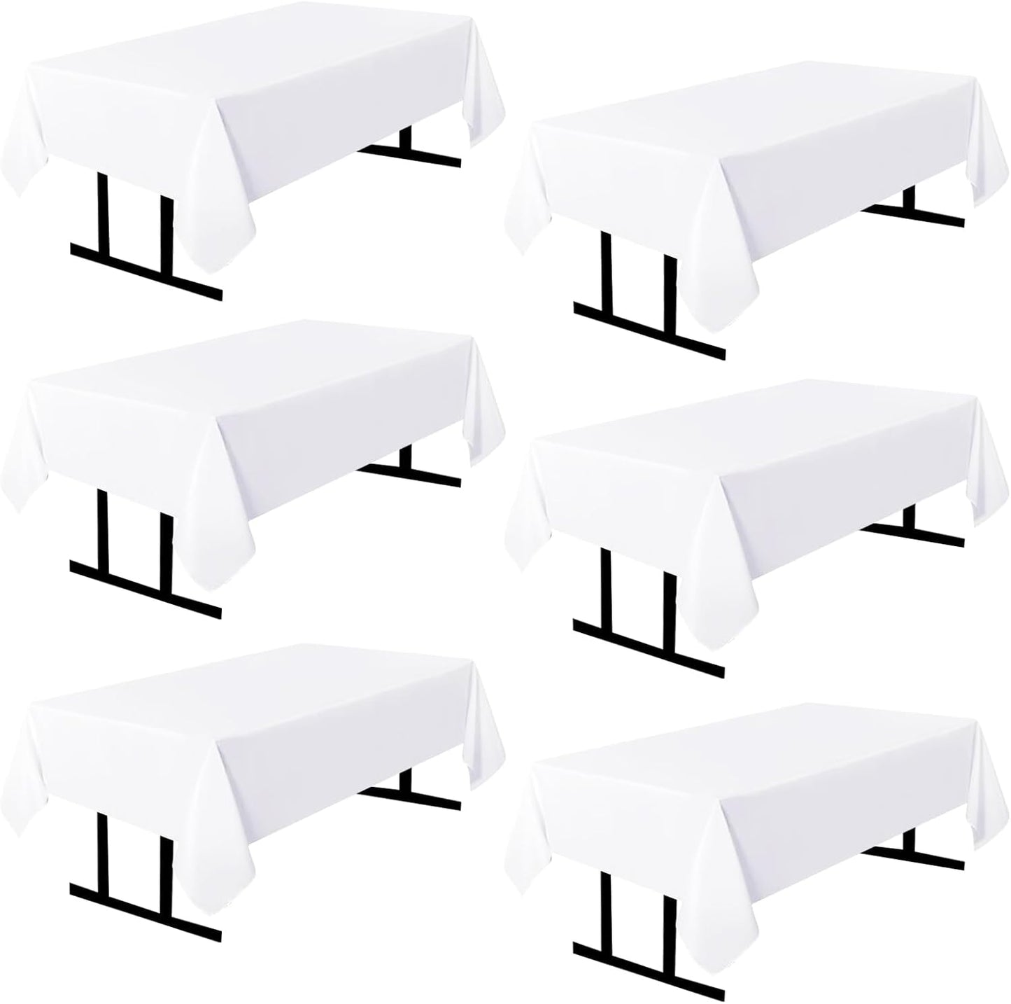 10 Pack White Round Tablecloths, 120 Inch Stain Resistant and Wrinkle Polyester Fabric Washable Table Clothes Cover for Kitchen Dining, Wedding, Reception Banquet, Birthday Party, Buffet Restaurant