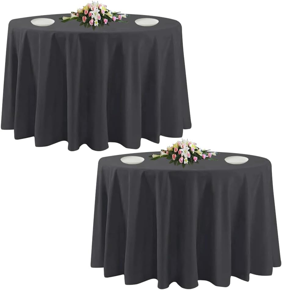 10 Pack White Round Tablecloths, 120 Inch Stain Resistant and Wrinkle Polyester Fabric Washable Table Clothes Cover for Kitchen Dining, Wedding, Reception Banquet, Birthday Party, Buffet Restaurant