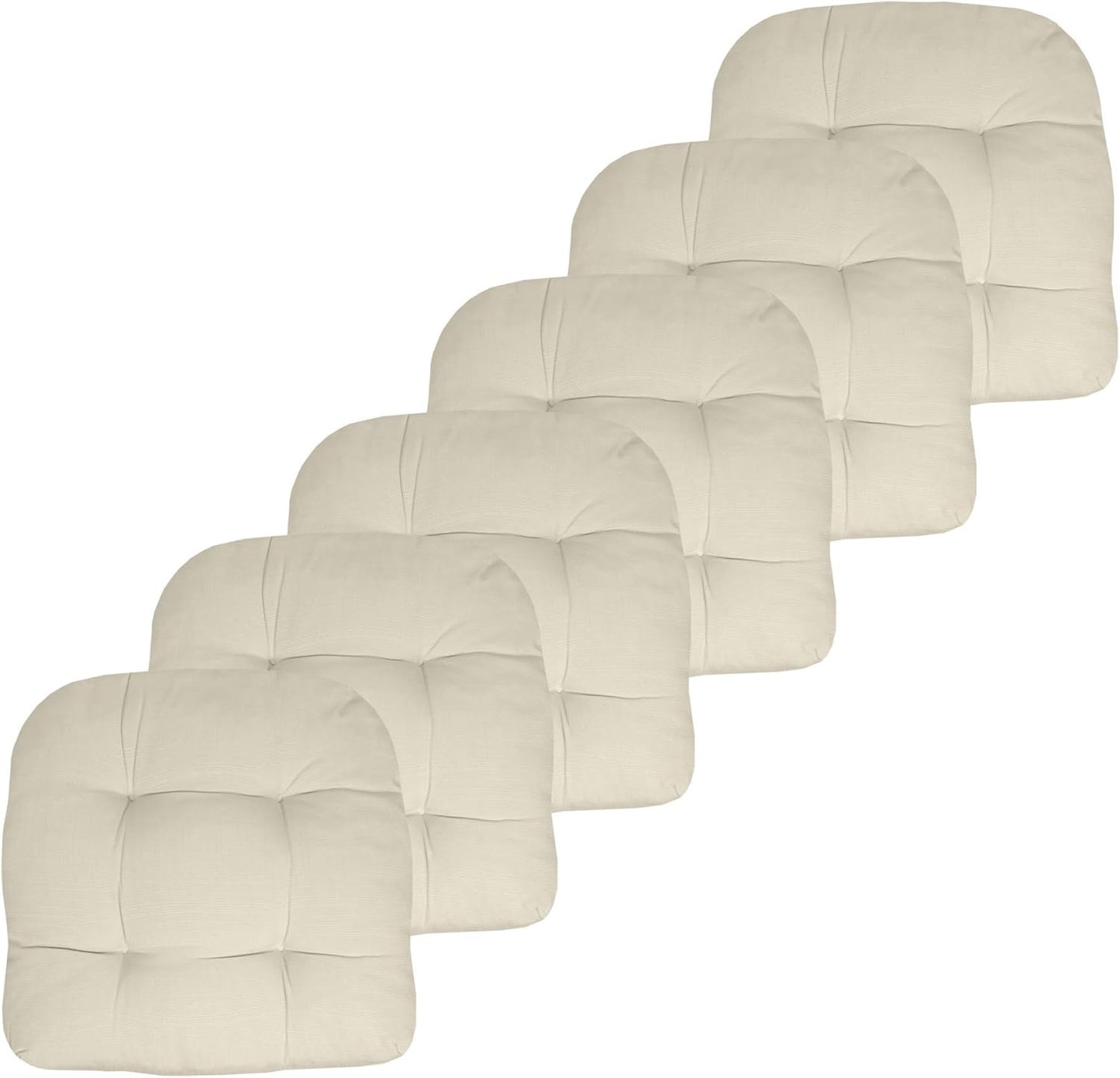 Sweet Home Collection Patio Cushions Outdoor Chair Pads Premium Comfortable Thick Fiber Fill Tufted 19" x 19" Seat Cover, 4 Count (Pack of 1), Havana Peacock/White