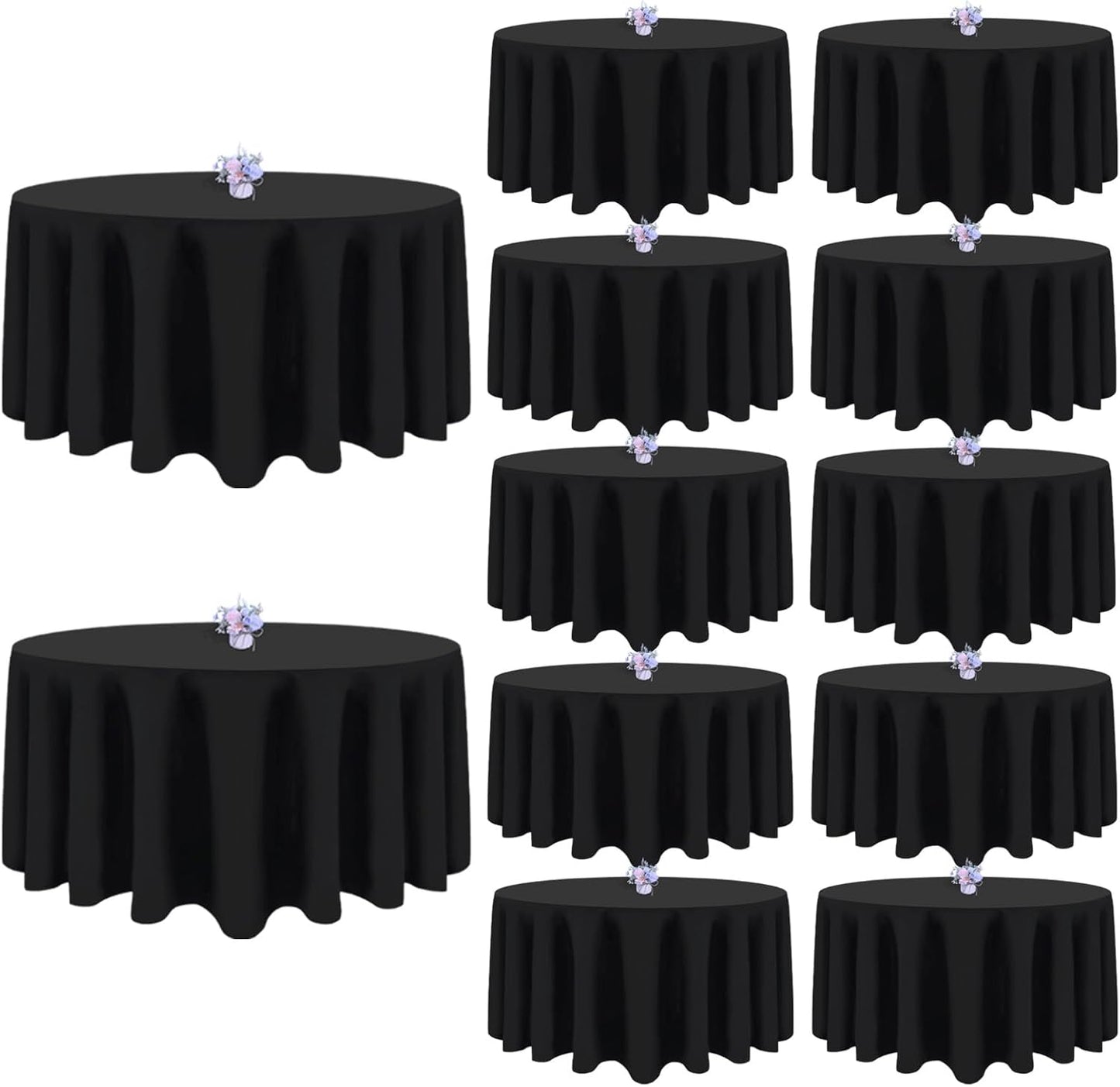 12 Pack White Round Tablecloth 120 Inch Round Table Cloth, Wrinkle Resistant and Washable Tablecloth Polyester Fabric Table Cloth Round Table Cover for Dining Wedding Banquet Party