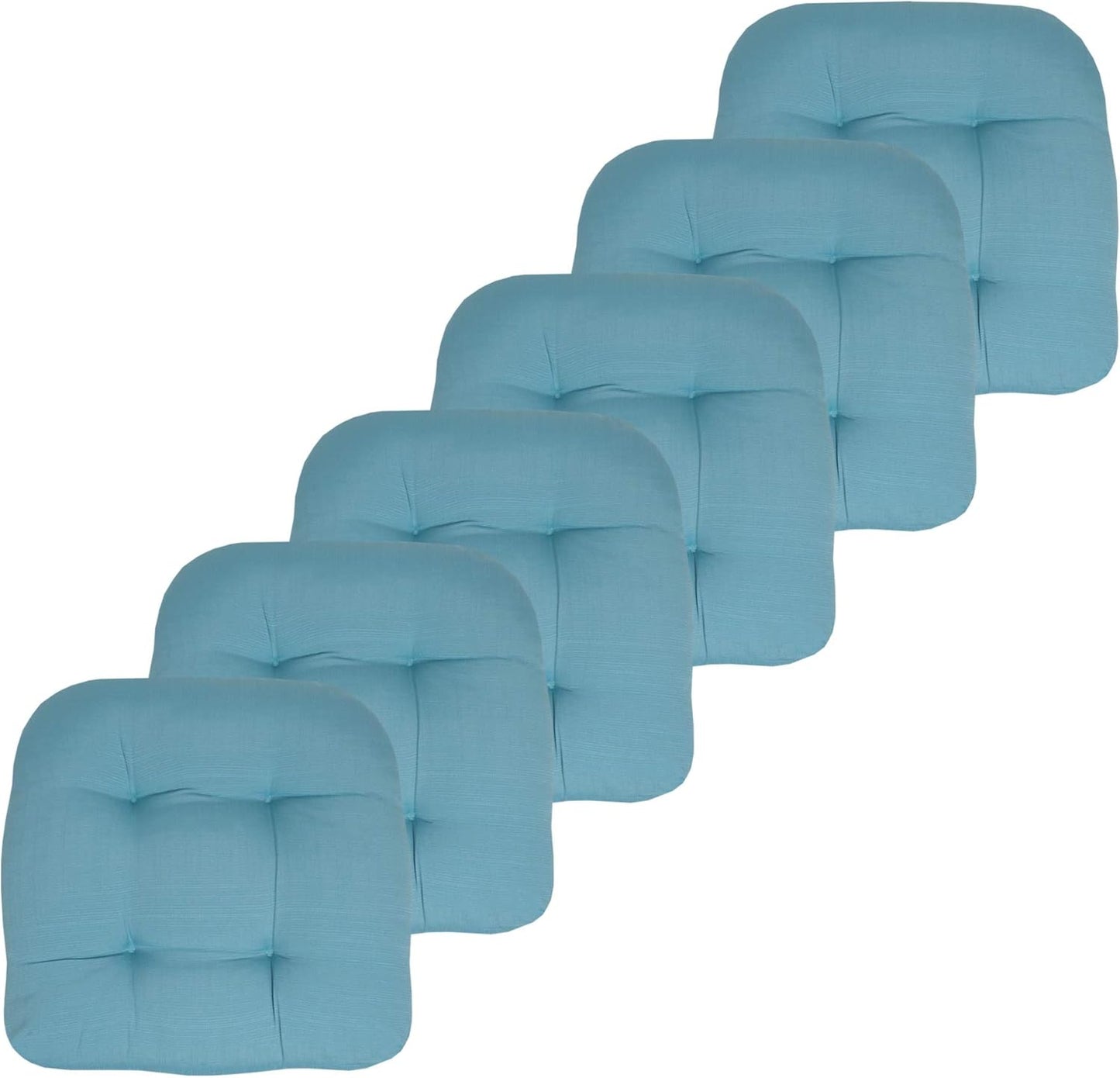 Sweet Home Collection Patio Cushions Outdoor Chair Pads Premium Comfortable Thick Fiber Fill Tufted 19" x 19" Seat Cover, 4 Count (Pack of 1), Havana Peacock/White