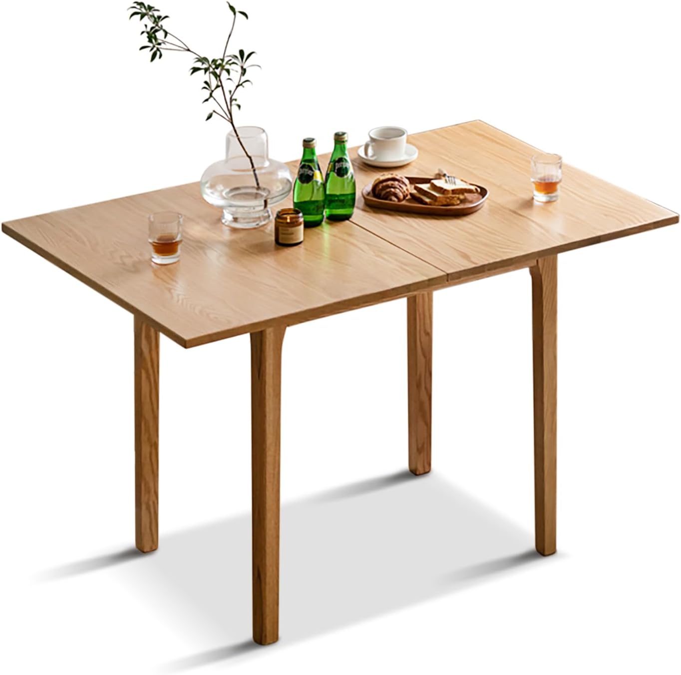 48" Folding Dining Table, Modern Solid Wood Dining Tables, Space Saving Square Desk, Dining Table for 6, Table Converts to Dining Table for Living Room, Home Office (Walnut-Colored)
