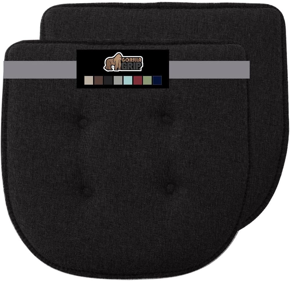 GORILLA GRIP Slip Resistant Chair Cushions, No Ties Required, Memory Foam Pads for Dining Room, Kitchen Table, Office, Rocking Chairs, Plush Seat Cover Cushion Pad, Home Decor, Set of 4 16x16, Black