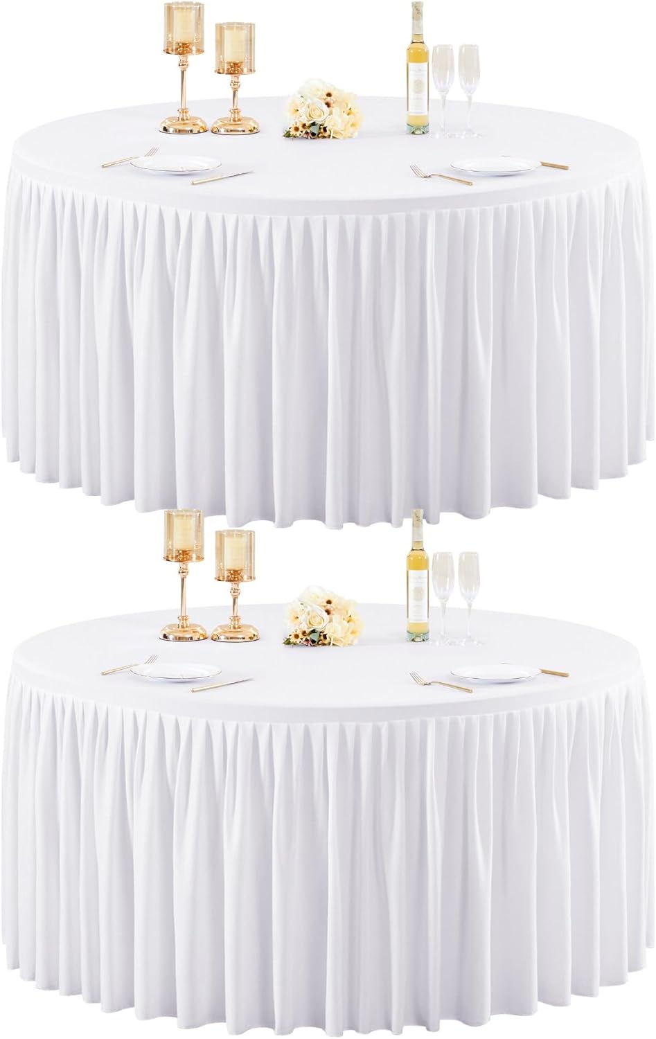 72Inch Black Round Tablecloth,8 Pack Wrinkle Resistant 6ft Spandex Tablecloth,Washable Stretchy Polyester Table Cloth Round Cover for Dining Table,Wedding,Reception Banquet, Birthday Party, Buffet