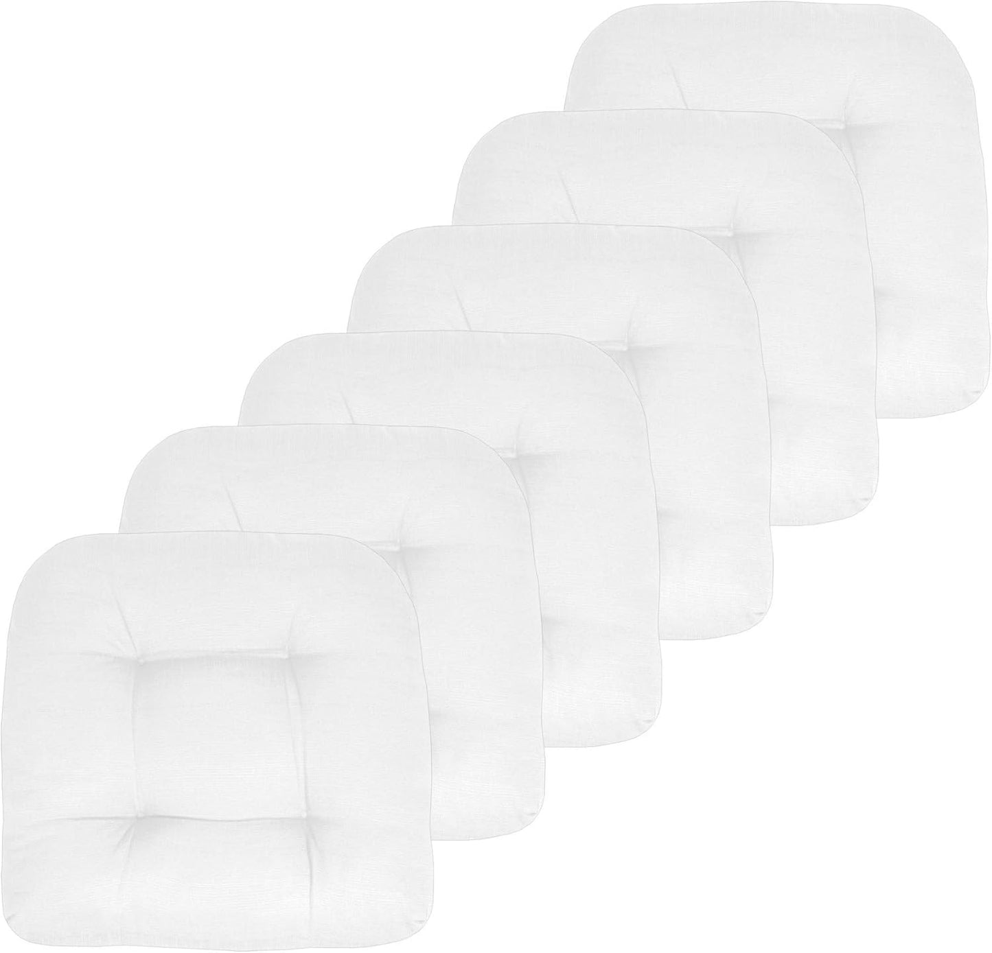 Sweet Home Collection Patio Cushions Outdoor Chair Pads Premium Comfortable Thick Fiber Fill Tufted 19" x 19" Seat Cover, 4 Count (Pack of 1), Havana Peacock/White