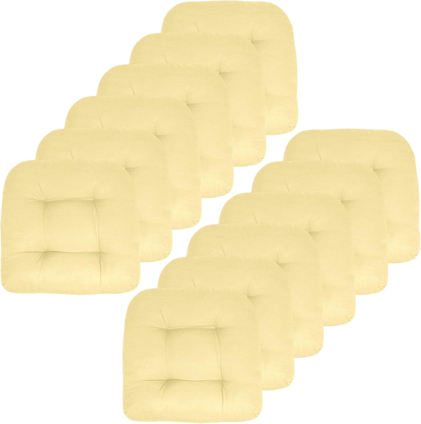 Sweet Home Collection Patio Cushions Outdoor Chair Pads Premium Comfortable Thick Fiber Fill Tufted 19" x 19" Seat Cover, 4 Count (Pack of 1), Havana Peacock/White