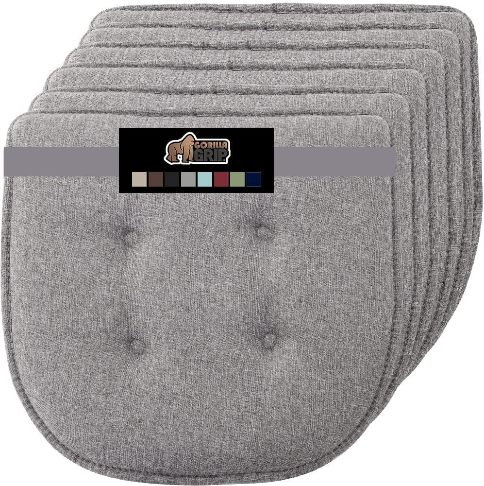 GORILLA GRIP Slip Resistant Chair Cushions, No Ties Required, Memory Foam Pads for Dining Room, Kitchen Table, Office, Rocking Chairs, Plush Seat Cover Cushion Pad, Home Decor, Set of 4 16x16, Black