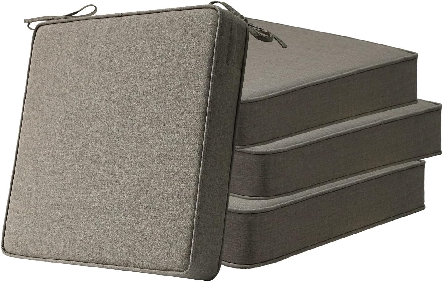Sunbrella Square Corner Seat Cushions, 18.5" x 16" x 3", Set of 4, Indoor Outdoor Water Repellent Universal Chair Pads with Ties for Patio Furniture, Garden Dining Chairs, Spectrum Brick