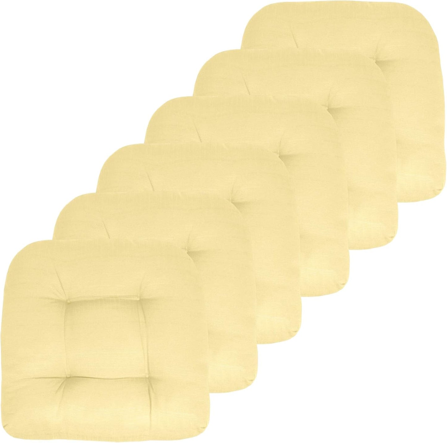 Sweet Home Collection Patio Cushions Outdoor Chair Pads Premium Comfortable Thick Fiber Fill Tufted 19" x 19" Seat Cover, 4 Count (Pack of 1), Havana Peacock/White
