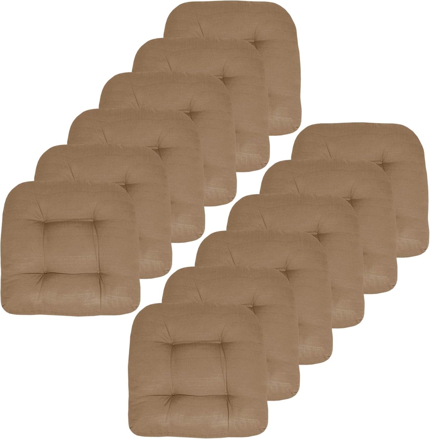 Sweet Home Collection Patio Cushions Outdoor Chair Pads Premium Comfortable Thick Fiber Fill Tufted 19" x 19" Seat Cover, 4 Count (Pack of 1), Havana Peacock/White