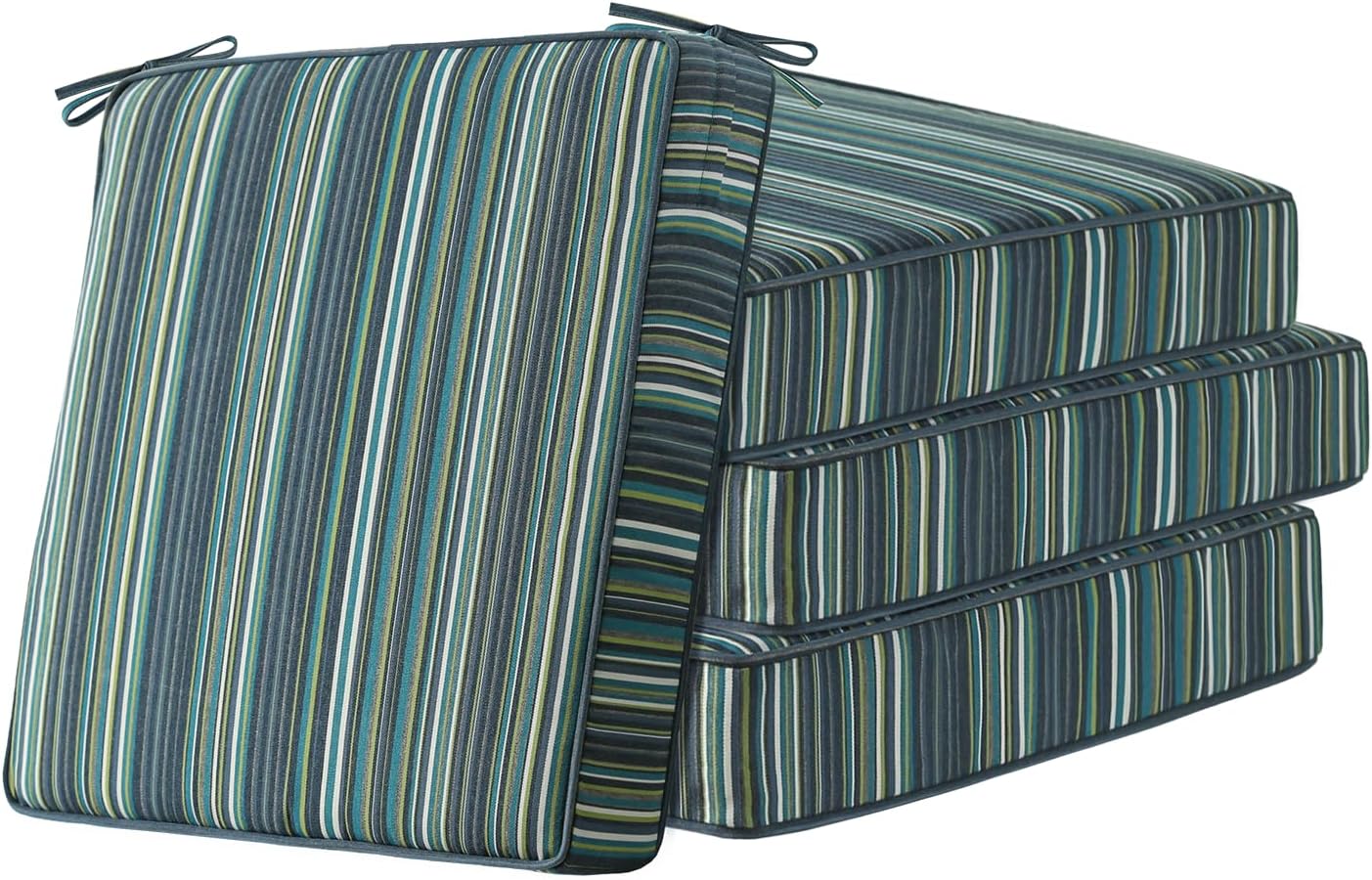 Sunbrella Square Corner Seat Cushions, 18.5" x 16" x 3", Set of 4, Indoor Outdoor Water Repellent Universal Chair Pads with Ties for Patio Furniture, Garden Dining Chairs, Spectrum Brick