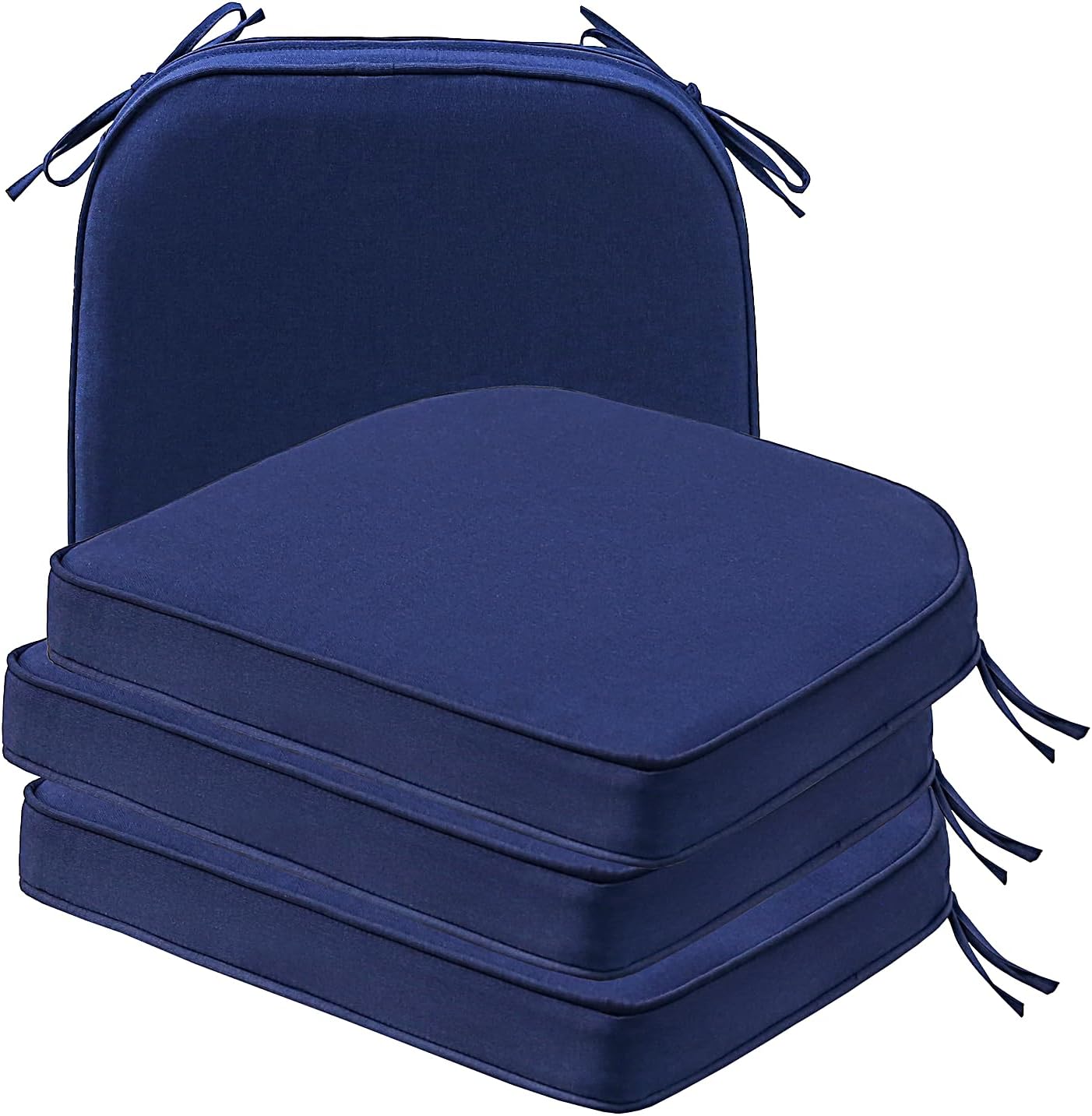 Sunbrella Square Corner Seat Cushions, 18.5" x 16" x 3", Set of 4, Indoor Outdoor Water Repellent Universal Chair Pads with Ties for Patio Furniture, Garden Dining Chairs, Spectrum Brick
