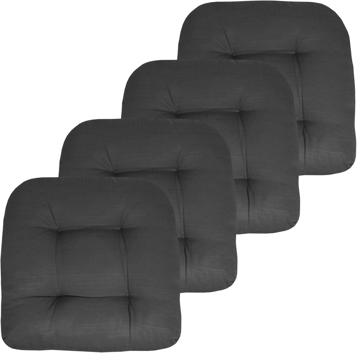 Sweet Home Collection Patio Cushions Outdoor Chair Pads Premium Comfortable Thick Fiber Fill Tufted 19" x 19" Seat Cover, 4 Count (Pack of 1), Havana Peacock/White