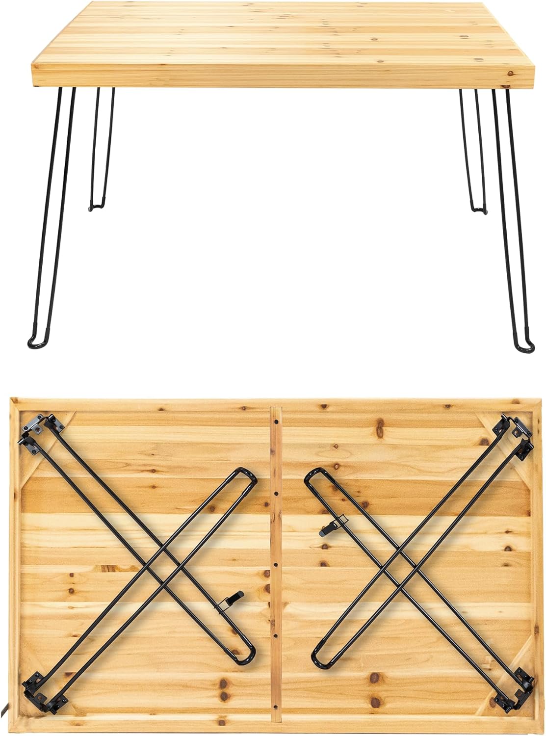 Sleekform Wooden Folding Dining Table for 4 - with Collapsible Hairpin Legs - 4 ft Portable Small Foldable Dining Room Table for Farmhouse Kitchen and Small Spaces - Walnut