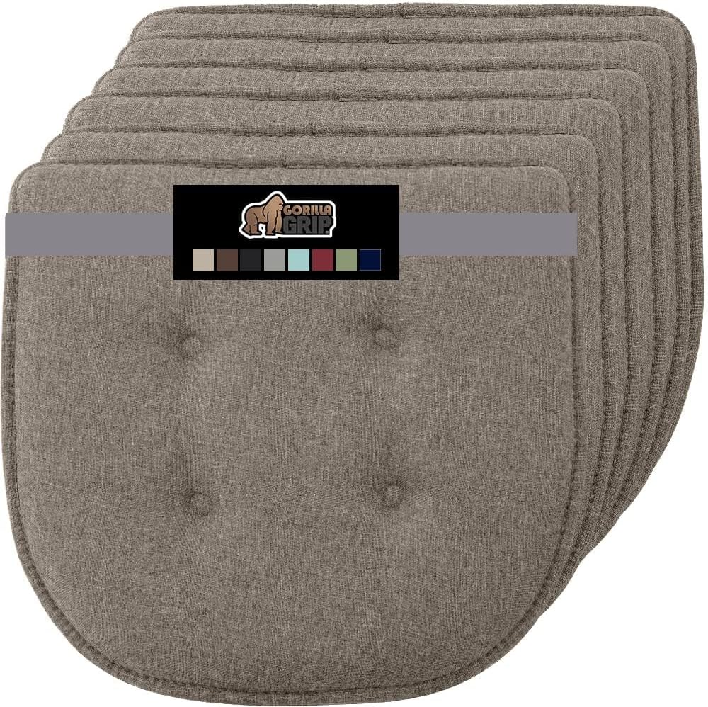 GORILLA GRIP Slip Resistant Chair Cushions, No Ties Required, Memory Foam Pads for Dining Room, Kitchen Table, Office, Rocking Chairs, Plush Seat Cover Cushion Pad, Home Decor, Set of 4 16x16, Black