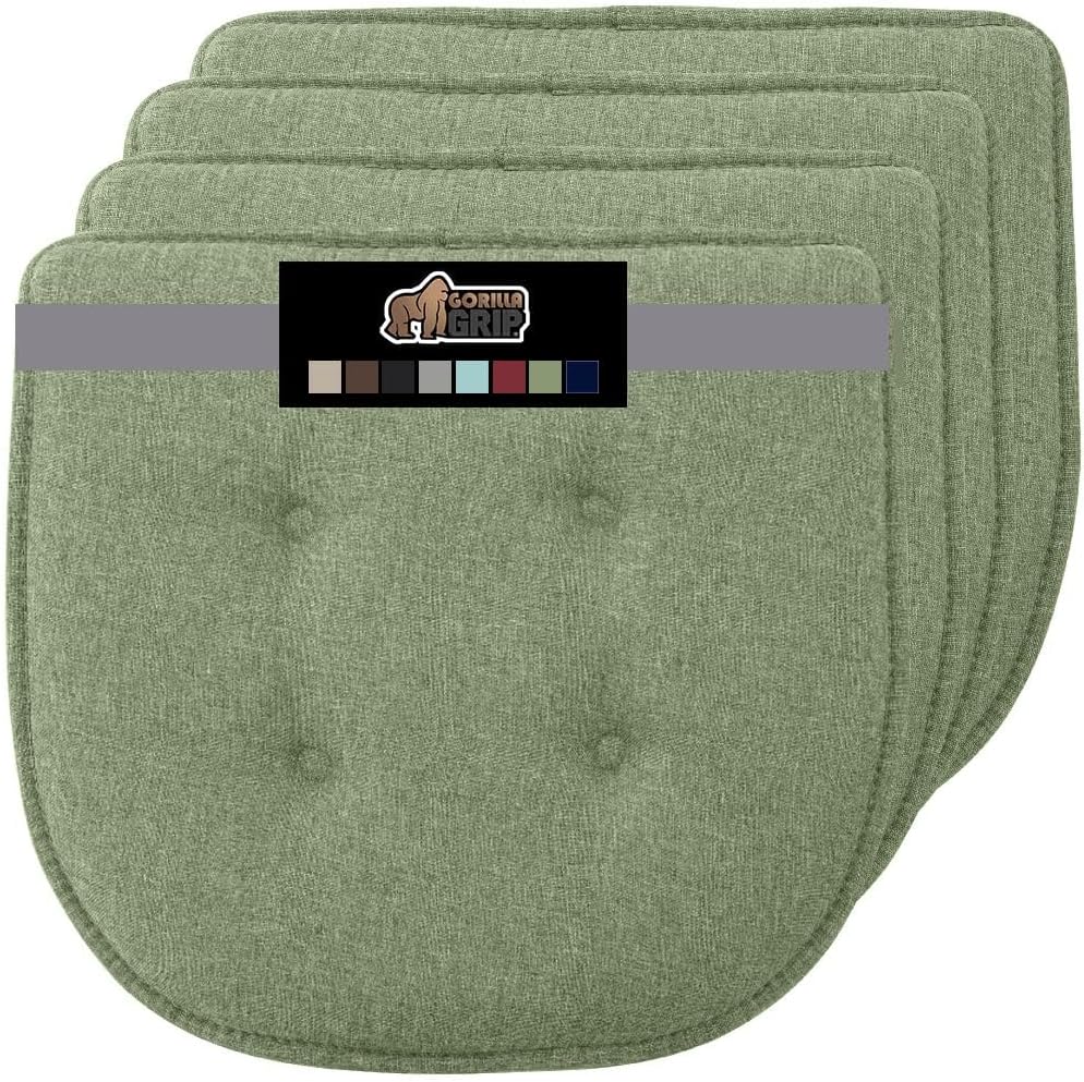 GORILLA GRIP Slip Resistant Chair Cushions, No Ties Required, Memory Foam Pads for Dining Room, Kitchen Table, Office, Rocking Chairs, Plush Seat Cover Cushion Pad, Home Decor, Set of 4 16x16, Black