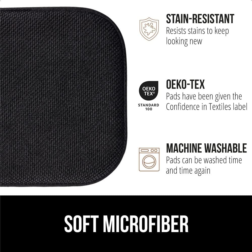 GORILLA GRIP Slip Resistant Chair Cushions, No Ties Required, Memory Foam Pads for Dining Room, Kitchen Table, Office, Rocking Chairs, Plush Seat Cover Cushion Pad, Home Decor, Set of 4 16x16, Black