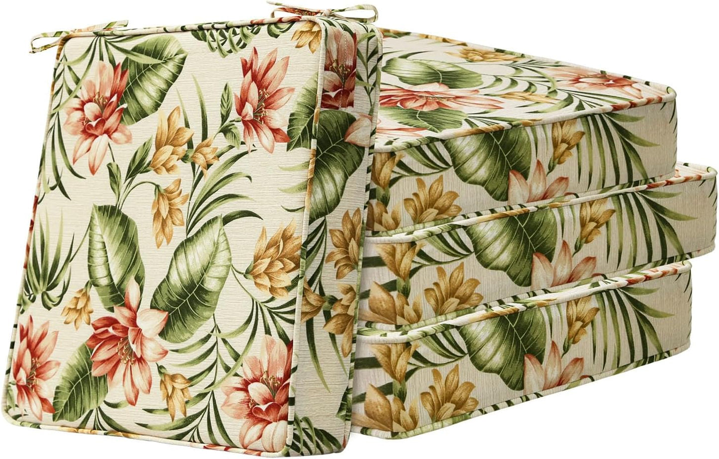 Sunbrella Square Corner Seat Cushions, 18.5" x 16" x 3", Set of 4, Indoor Outdoor Water Repellent Universal Chair Pads with Ties for Patio Furniture, Garden Dining Chairs, Spectrum Brick