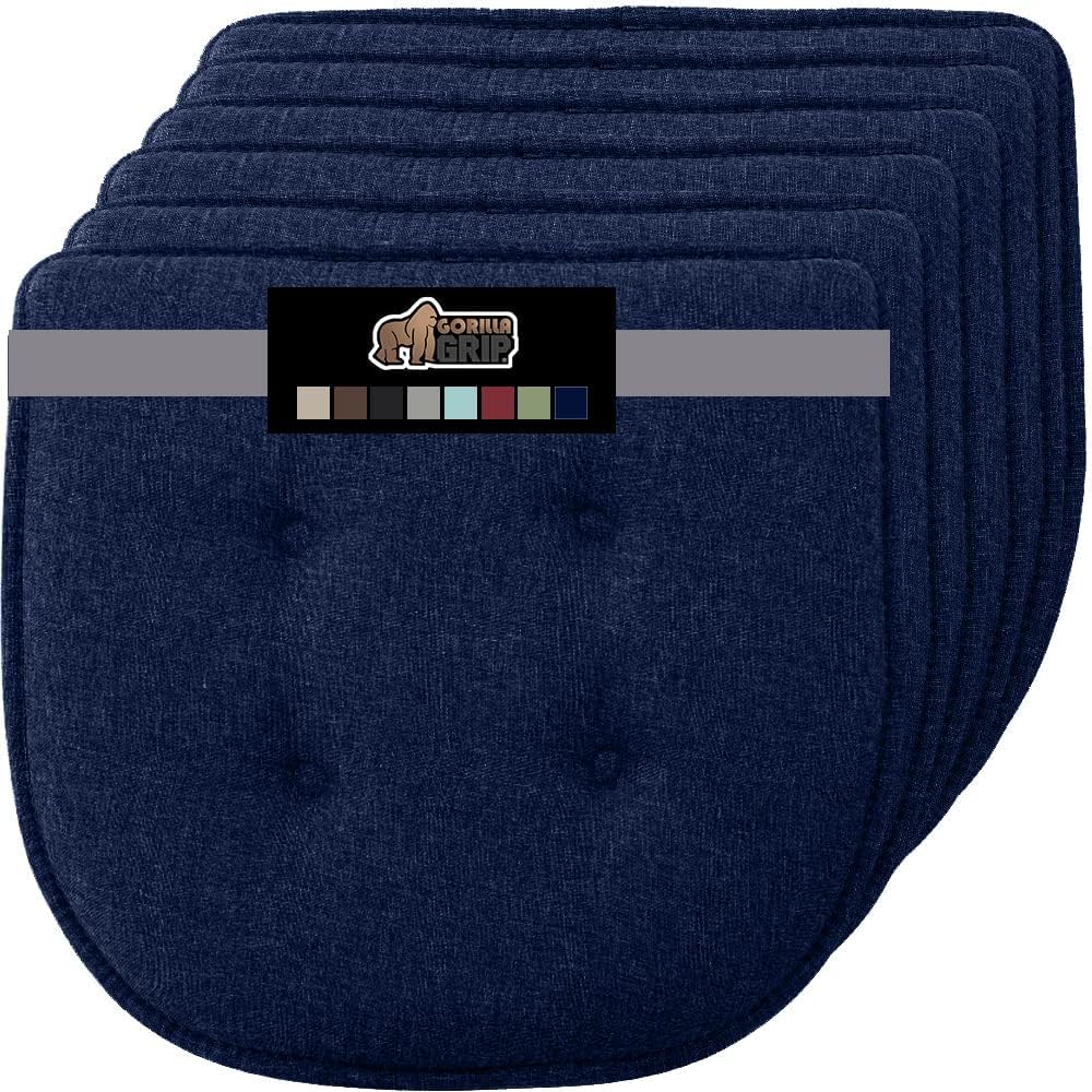 GORILLA GRIP Slip Resistant Chair Cushions, No Ties Required, Memory Foam Pads for Dining Room, Kitchen Table, Office, Rocking Chairs, Plush Seat Cover Cushion Pad, Home Decor, Set of 4 16x16, Black