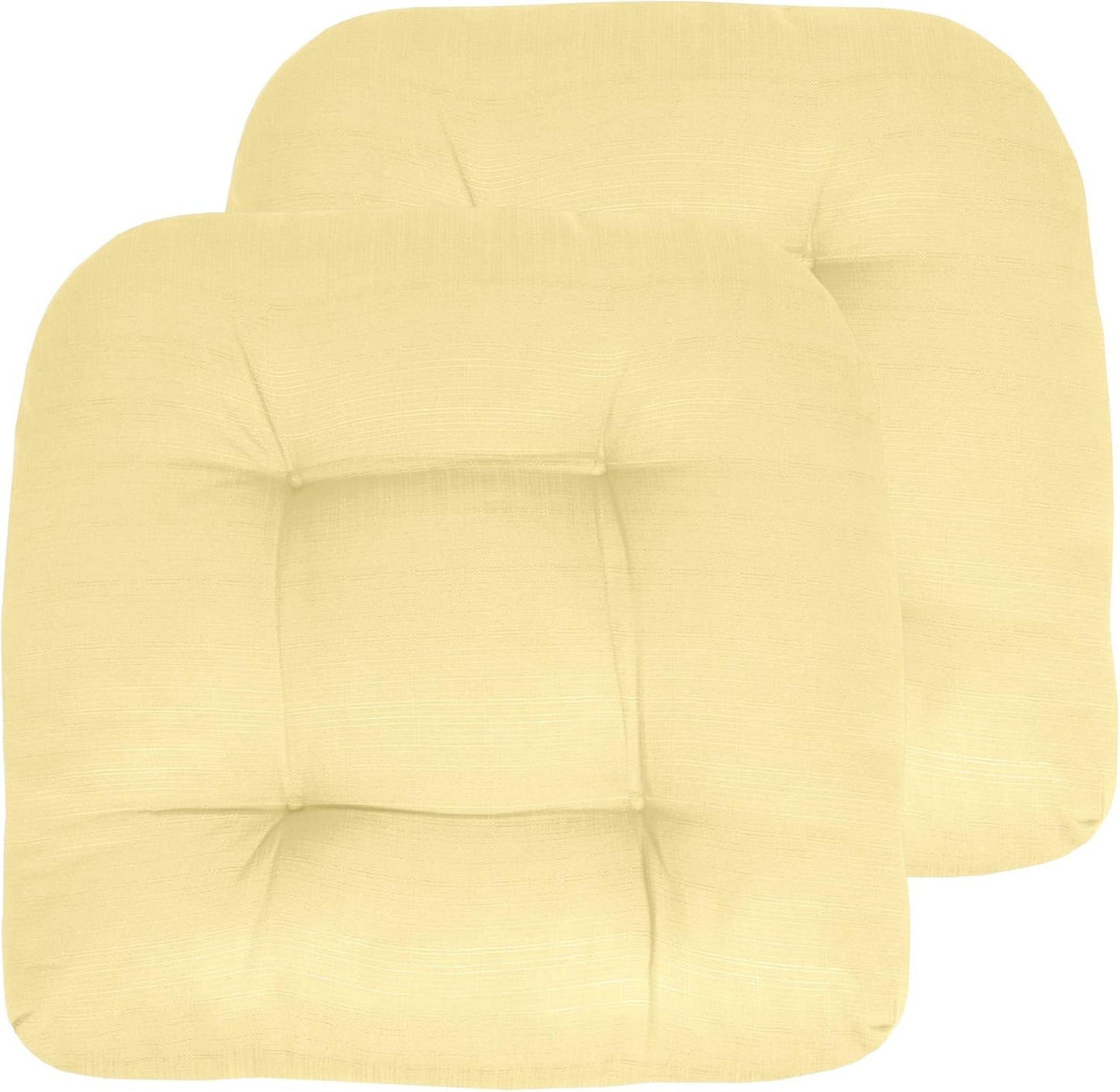 Sweet Home Collection Patio Cushions Outdoor Chair Pads Premium Comfortable Thick Fiber Fill Tufted 19" x 19" Seat Cover, 4 Count (Pack of 1), Havana Peacock/White