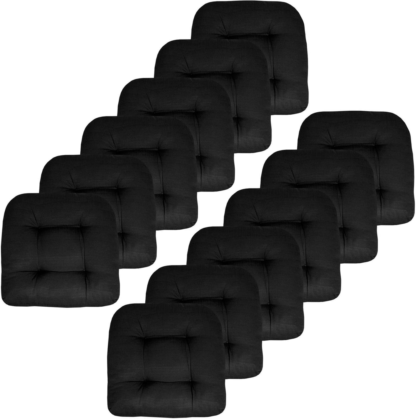 Sweet Home Collection Patio Cushions Outdoor Chair Pads Premium Comfortable Thick Fiber Fill Tufted 19" x 19" Seat Cover, 4 Count (Pack of 1), Havana Peacock/White