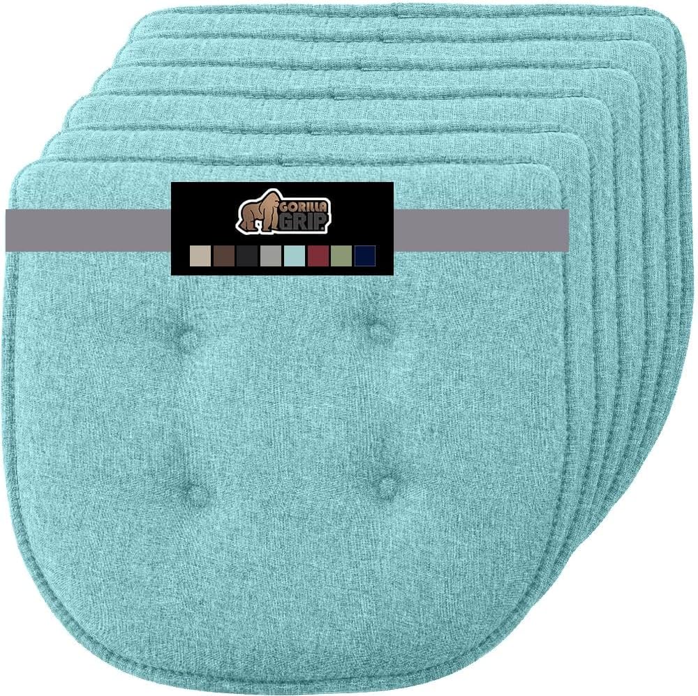 GORILLA GRIP Slip Resistant Chair Cushions, No Ties Required, Memory Foam Pads for Dining Room, Kitchen Table, Office, Rocking Chairs, Plush Seat Cover Cushion Pad, Home Decor, Set of 4 16x16, Black