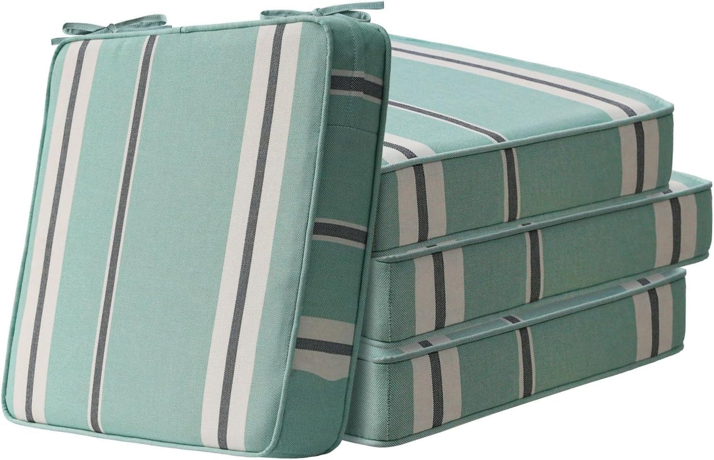 Sunbrella Square Corner Seat Cushions, 18.5" x 16" x 3", Set of 4, Indoor Outdoor Water Repellent Universal Chair Pads with Ties for Patio Furniture, Garden Dining Chairs, Spectrum Brick