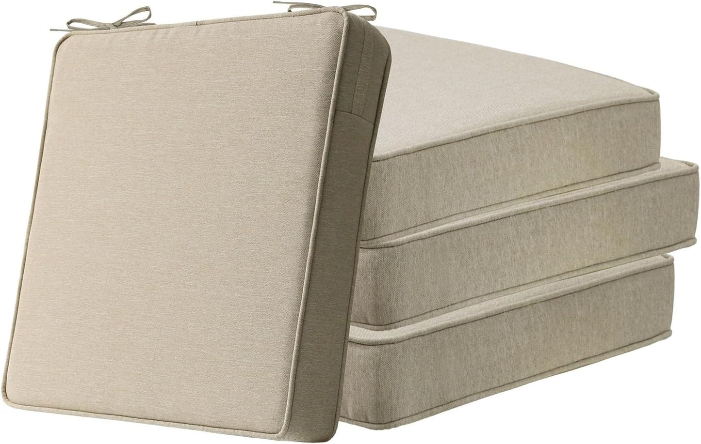 Sunbrella Square Corner Seat Cushions, 18.5" x 16" x 3", Set of 4, Indoor Outdoor Water Repellent Universal Chair Pads with Ties for Patio Furniture, Garden Dining Chairs, Spectrum Brick