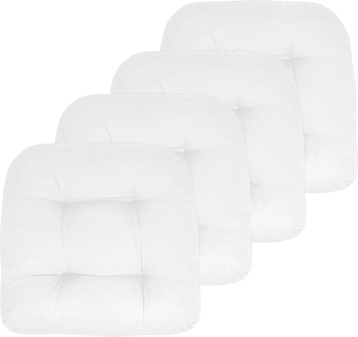 Sweet Home Collection Patio Cushions Outdoor Chair Pads Premium Comfortable Thick Fiber Fill Tufted 19" x 19" Seat Cover, 4 Count (Pack of 1), Havana Peacock/White