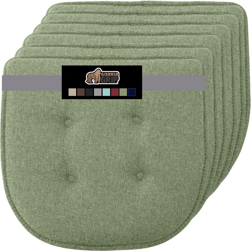 GORILLA GRIP Slip Resistant Chair Cushions, No Ties Required, Memory Foam Pads for Dining Room, Kitchen Table, Office, Rocking Chairs, Plush Seat Cover Cushion Pad, Home Decor, Set of 4 16x16, Black