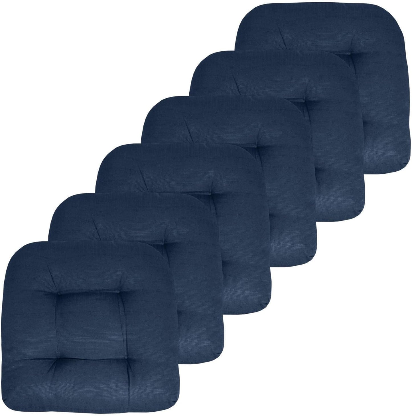 Sweet Home Collection Patio Cushions Outdoor Chair Pads Premium Comfortable Thick Fiber Fill Tufted 19" x 19" Seat Cover, 4 Count (Pack of 1), Havana Peacock/White