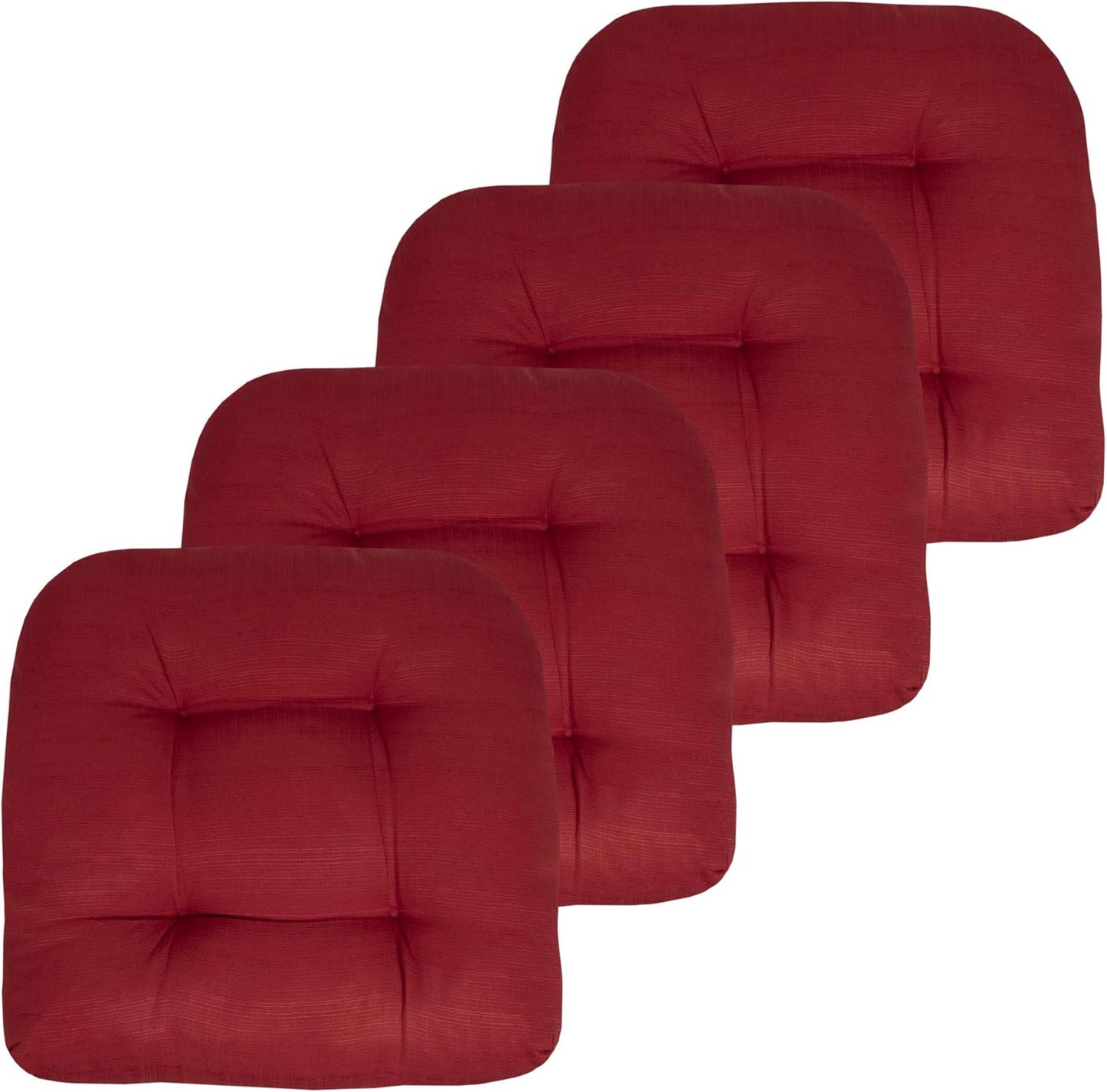 Sweet Home Collection Patio Cushions Outdoor Chair Pads Premium Comfortable Thick Fiber Fill Tufted 19" x 19" Seat Cover, 4 Count (Pack of 1), Havana Peacock/White