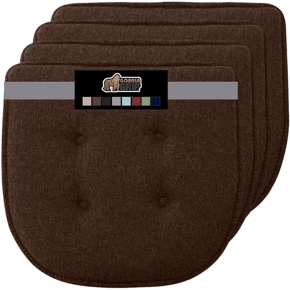 GORILLA GRIP Slip Resistant Chair Cushions, No Ties Required, Memory Foam Pads for Dining Room, Kitchen Table, Office, Rocking Chairs, Plush Seat Cover Cushion Pad, Home Decor, Set of 4 16x16, Black