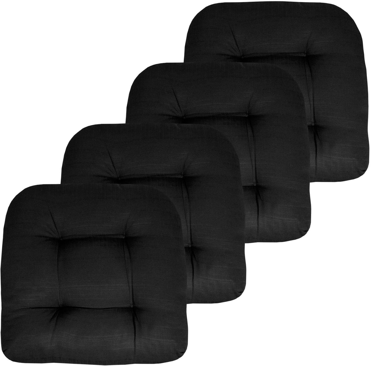Sweet Home Collection Patio Cushions Outdoor Chair Pads Premium Comfortable Thick Fiber Fill Tufted 19" x 19" Seat Cover, 4 Count (Pack of 1), Havana Peacock/White