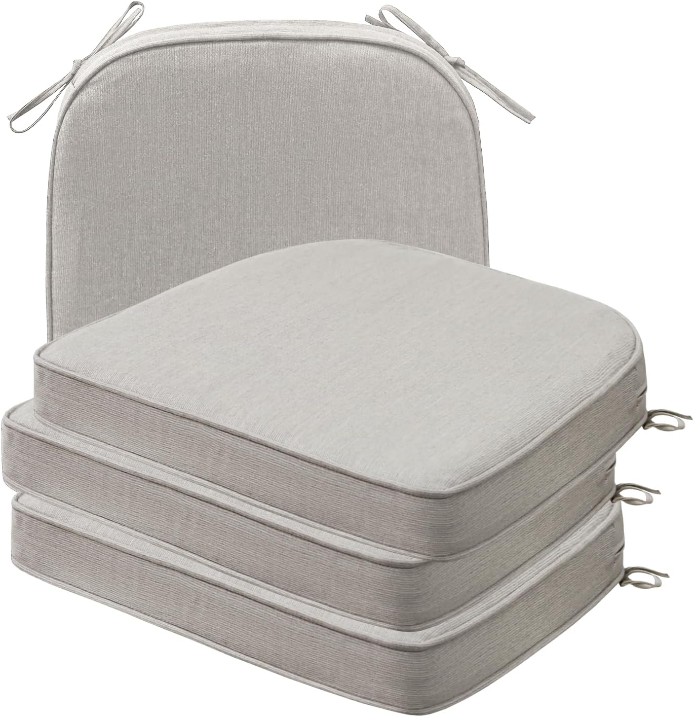 Sunbrella Square Corner Seat Cushions, 18.5" x 16" x 3", Set of 4, Indoor Outdoor Water Repellent Universal Chair Pads with Ties for Patio Furniture, Garden Dining Chairs, Spectrum Brick