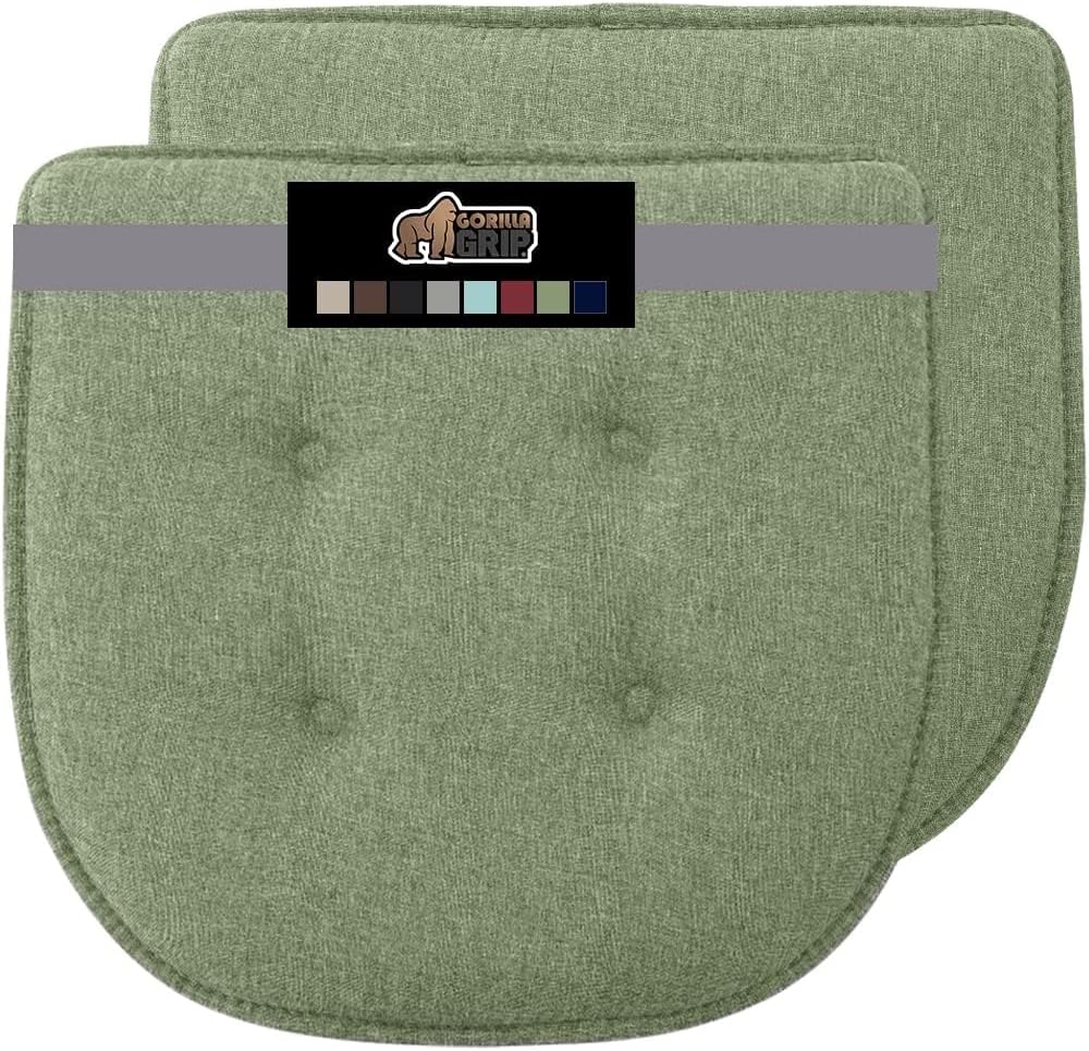 GORILLA GRIP Slip Resistant Chair Cushions, No Ties Required, Memory Foam Pads for Dining Room, Kitchen Table, Office, Rocking Chairs, Plush Seat Cover Cushion Pad, Home Decor, Set of 4 16x16, Black