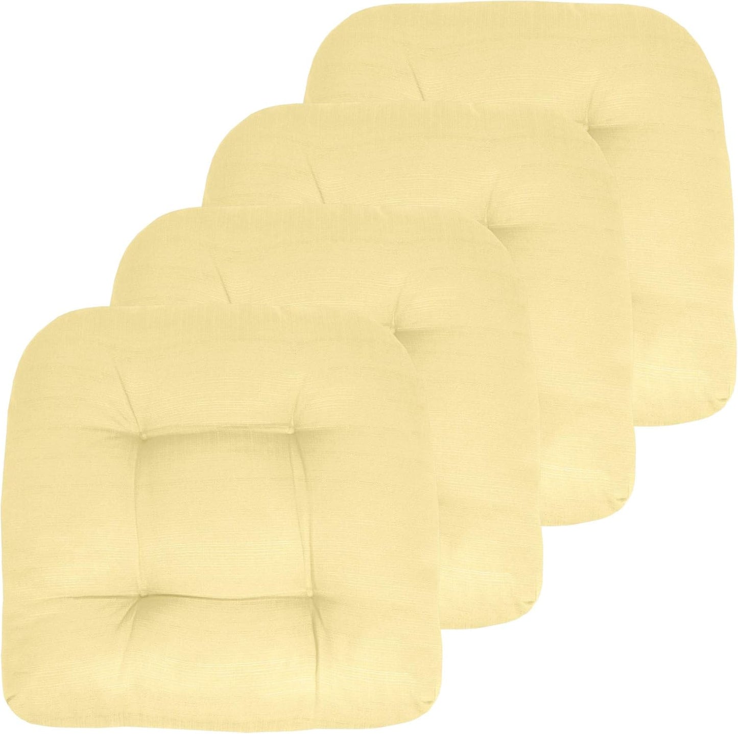 Sweet Home Collection Patio Cushions Outdoor Chair Pads Premium Comfortable Thick Fiber Fill Tufted 19" x 19" Seat Cover, 4 Count (Pack of 1), Havana Peacock/White