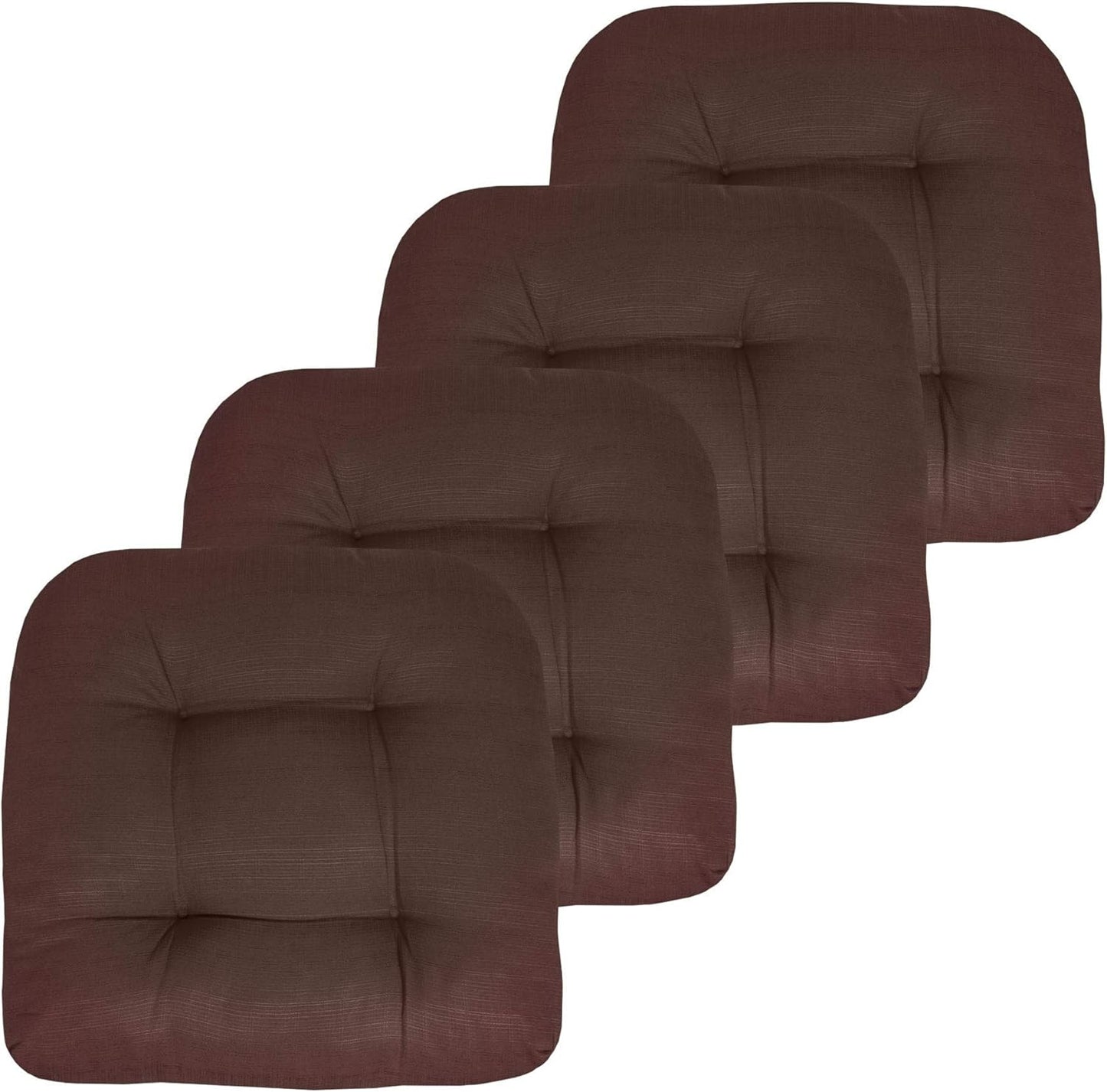 Sweet Home Collection Patio Cushions Outdoor Chair Pads Premium Comfortable Thick Fiber Fill Tufted 19" x 19" Seat Cover, 4 Count (Pack of 1), Havana Peacock/White