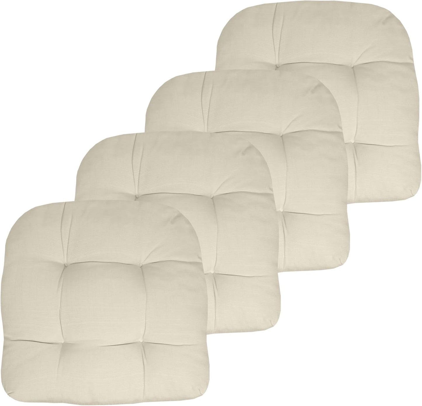 Sweet Home Collection Patio Cushions Outdoor Chair Pads Premium Comfortable Thick Fiber Fill Tufted 19" x 19" Seat Cover, 4 Count (Pack of 1), Havana Peacock/White