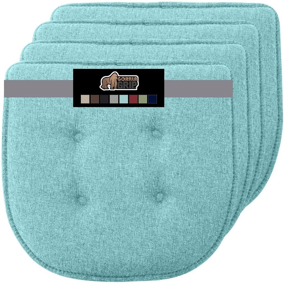 GORILLA GRIP Slip Resistant Chair Cushions, No Ties Required, Memory Foam Pads for Dining Room, Kitchen Table, Office, Rocking Chairs, Plush Seat Cover Cushion Pad, Home Decor, Set of 4 16x16, Black