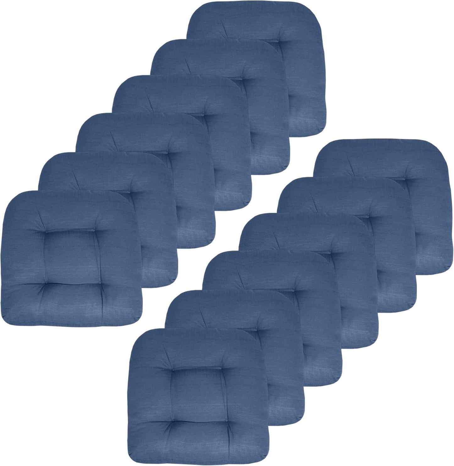 Sweet Home Collection Patio Cushions Outdoor Chair Pads Premium Comfortable Thick Fiber Fill Tufted 19" x 19" Seat Cover, 4 Count (Pack of 1), Havana Peacock/White