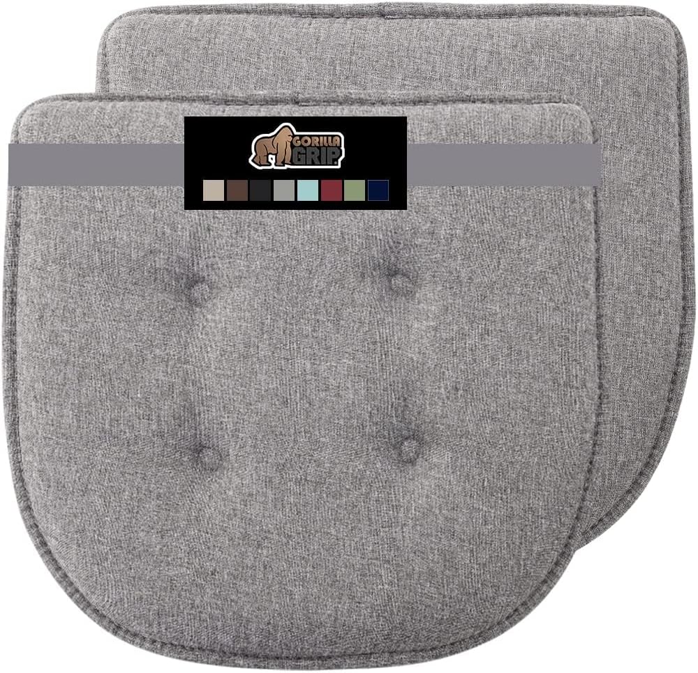 GORILLA GRIP Slip Resistant Chair Cushions, No Ties Required, Memory Foam Pads for Dining Room, Kitchen Table, Office, Rocking Chairs, Plush Seat Cover Cushion Pad, Home Decor, Set of 4 16x16, Black