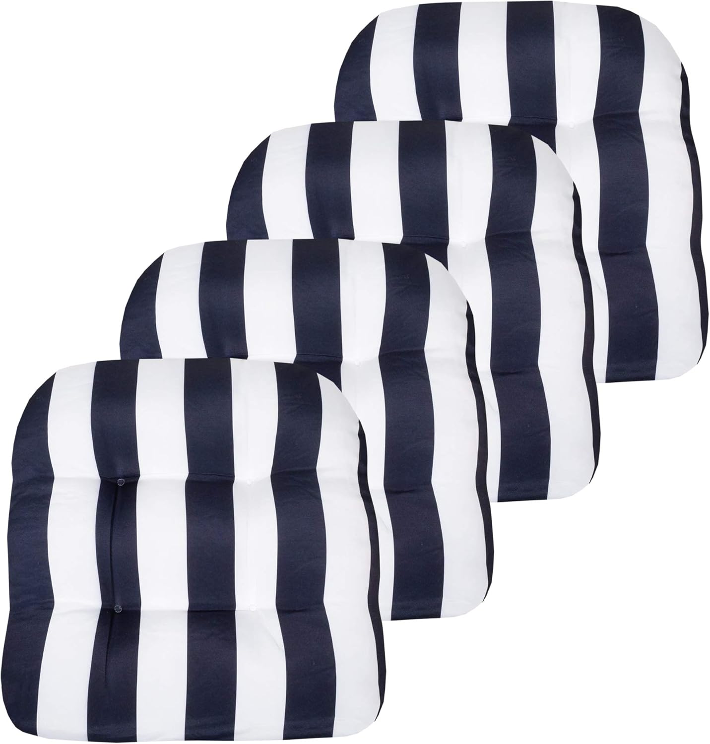 Sweet Home Collection Patio Cushions Outdoor Chair Pads Premium Comfortable Thick Fiber Fill Tufted 19" x 19" Seat Cover, 4 Count (Pack of 1), Havana Peacock/White