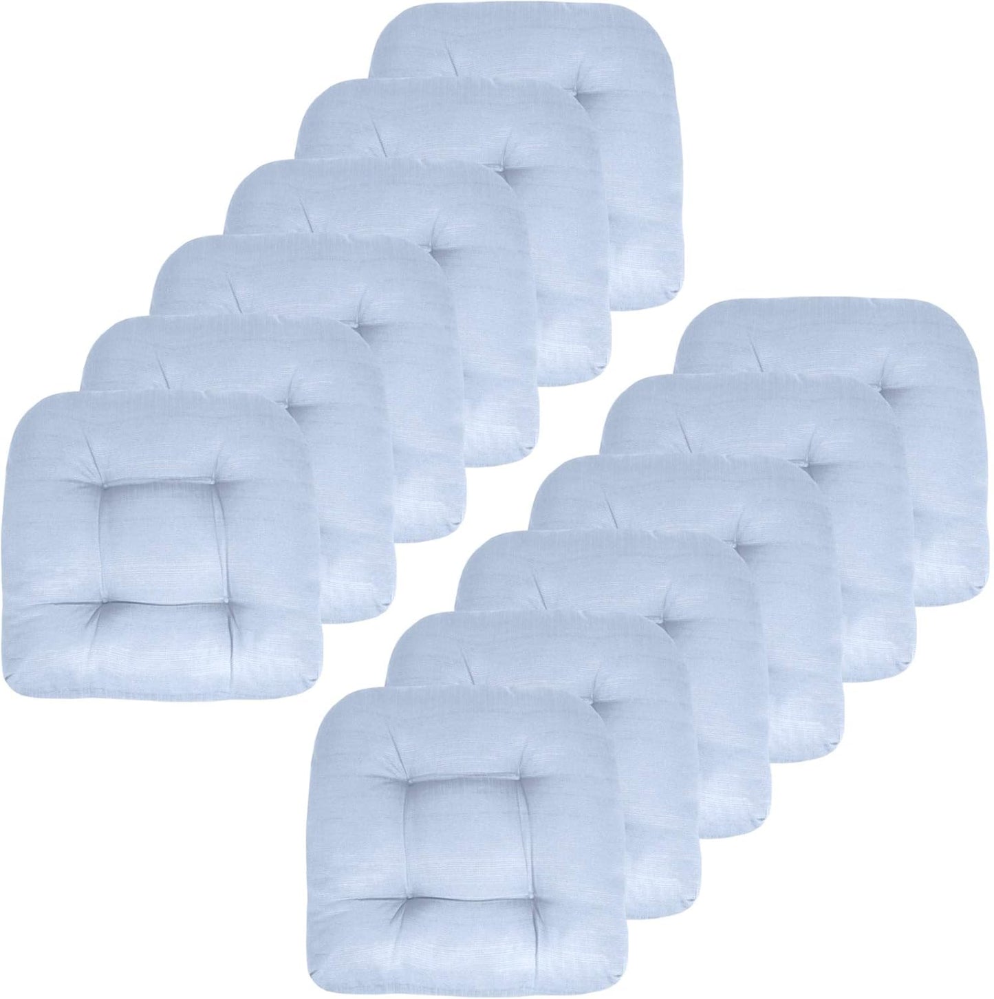 Sweet Home Collection Patio Cushions Outdoor Chair Pads Premium Comfortable Thick Fiber Fill Tufted 19" x 19" Seat Cover, 4 Count (Pack of 1), Havana Peacock/White