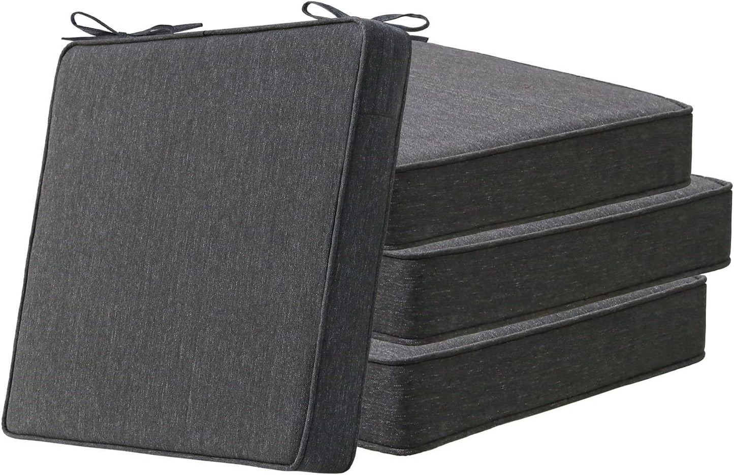 Sunbrella Square Corner Seat Cushions, 18.5" x 16" x 3", Set of 4, Indoor Outdoor Water Repellent Universal Chair Pads with Ties for Patio Furniture, Garden Dining Chairs, Spectrum Brick